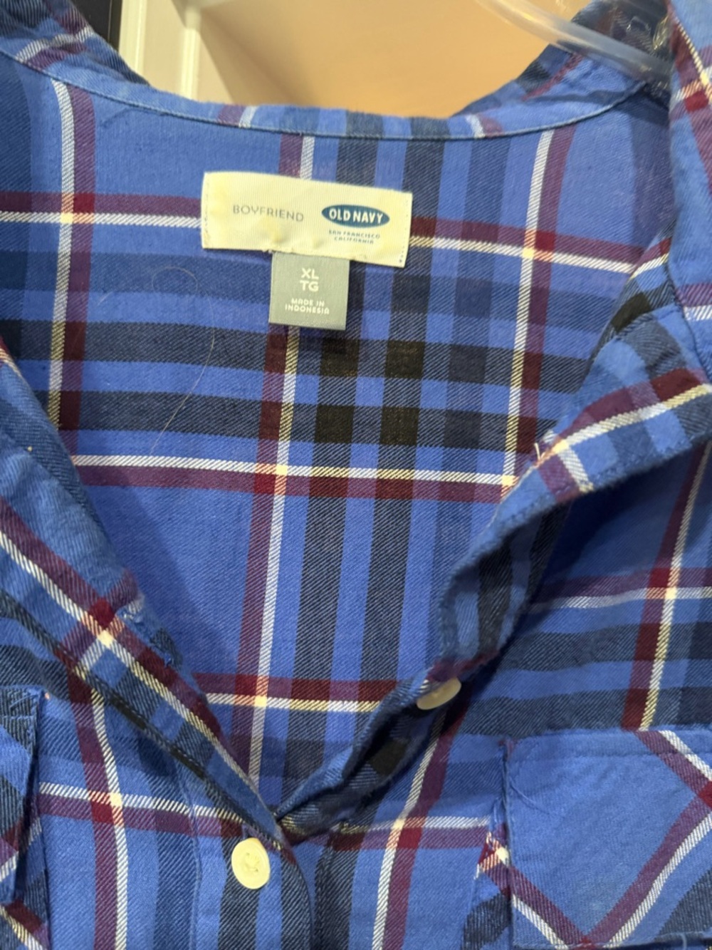 Old Navy Blue Plaid Button-Up Shirt - Picture 2 of 3
